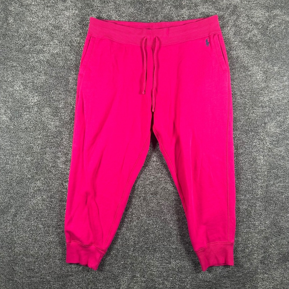 Polo Ralph Lauren Joggers Womens XL Pink Fleece Drawstring Sweatpants Pony Logo